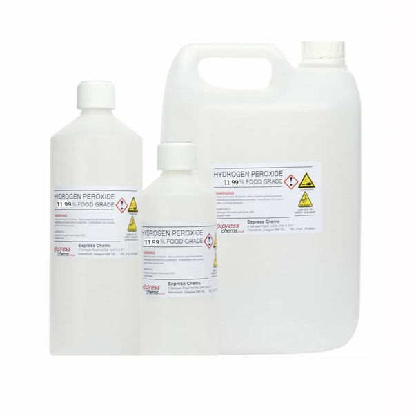 Hydrogen Peroxide 11.99 & 9% Food Grade 100ml - 100 Litres