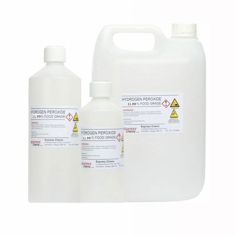Hydrogen Peroxide 11.99 & 9% Food Grade 100ml - 100 Litres