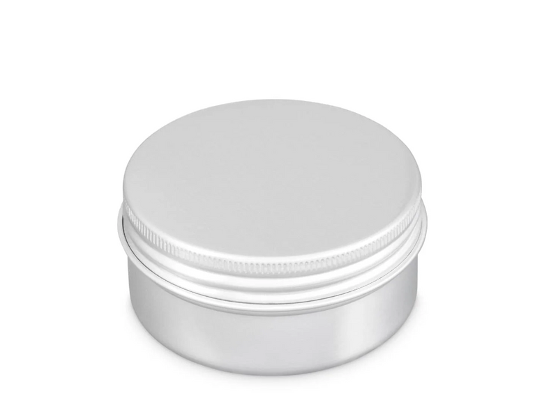 50ml ALUMINIUM TINS WITH SCREW OFF CAP SIZES EPE LINED