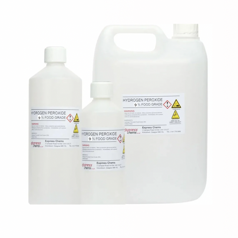 Hydrogen Peroxide 11.99 & 9% Food Grade 100ml - 100 Litres